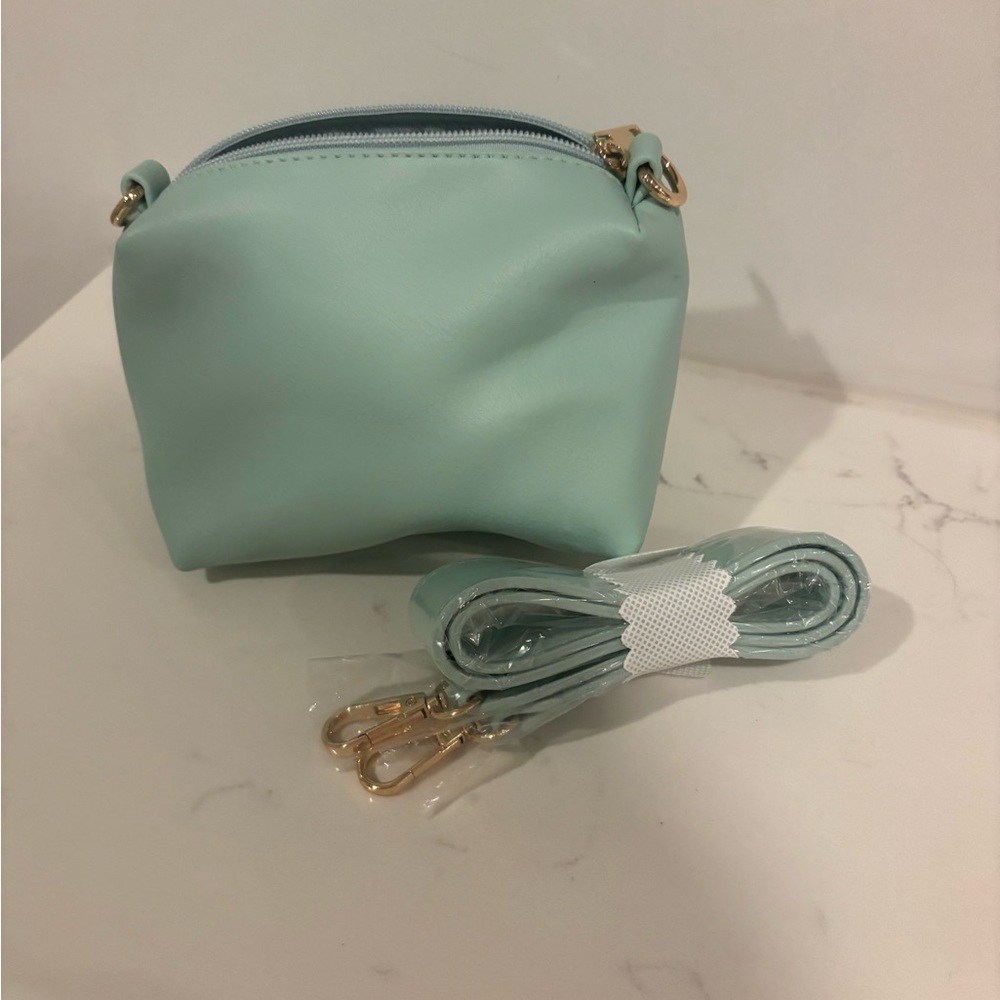 Pastel Blue Crossbody Leather Bag